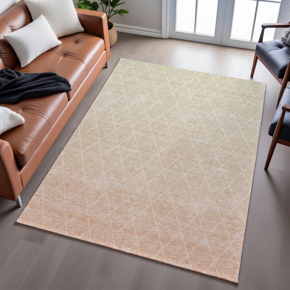 Premium Machine Washable Mayfield AMF1175 Salmon 5' x 7'6" Rug. Picture 6