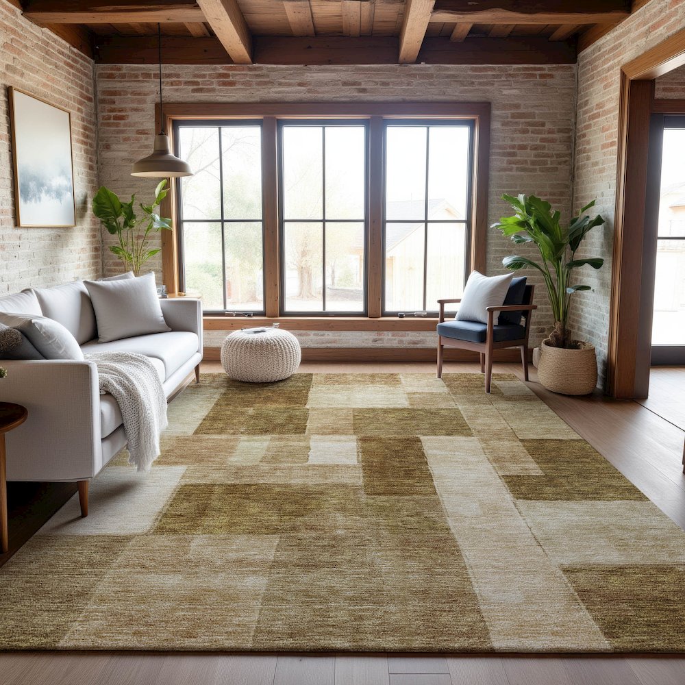 Premium Machine Washable Mayfield AMF1190 Terracotta 5' x 7'6" Rug. Picture 5