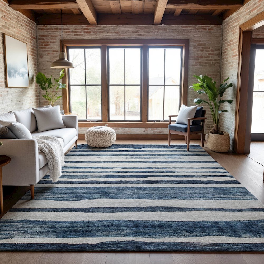 Premium Machine Washable Mayfield AMF1191 Denim 5' x 7'6" Rug. Picture 5