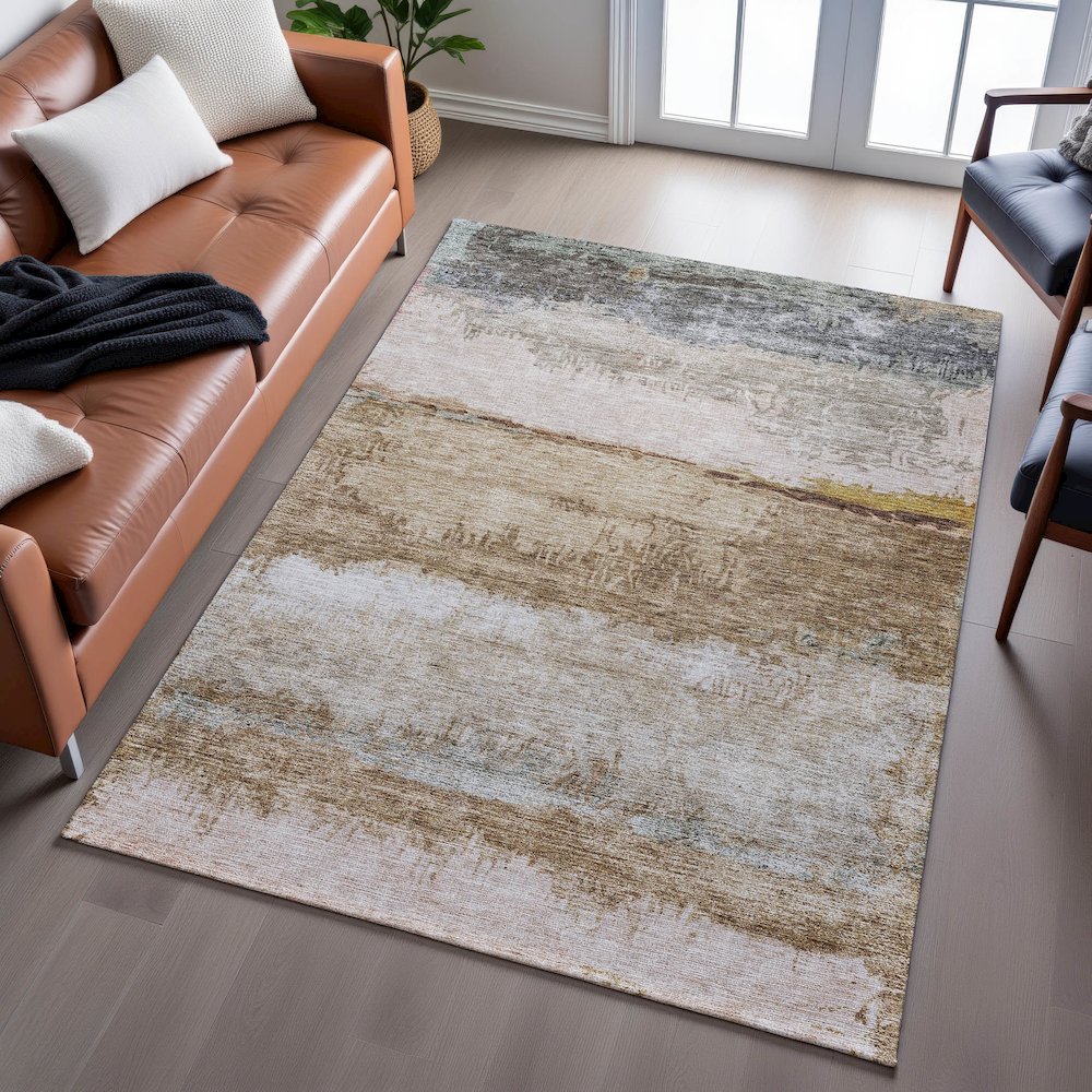 Premium Machine Washable Mayfield AMF1197 Beige 5' x 7'6" Rug. Picture 6