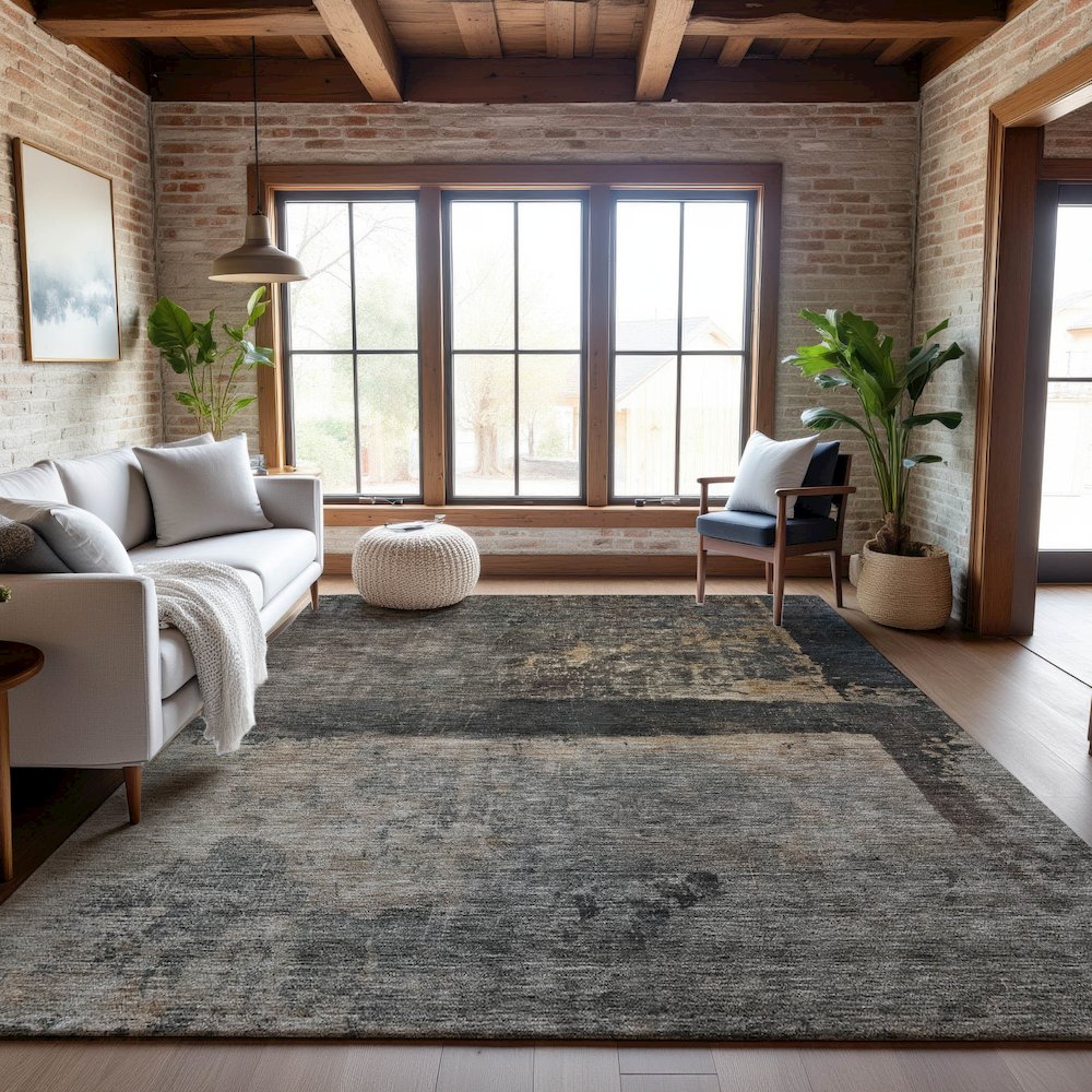 Premium Machine Washable Mayfield AMF1208 Coffee 5' x 7'6" Rug. Picture 5