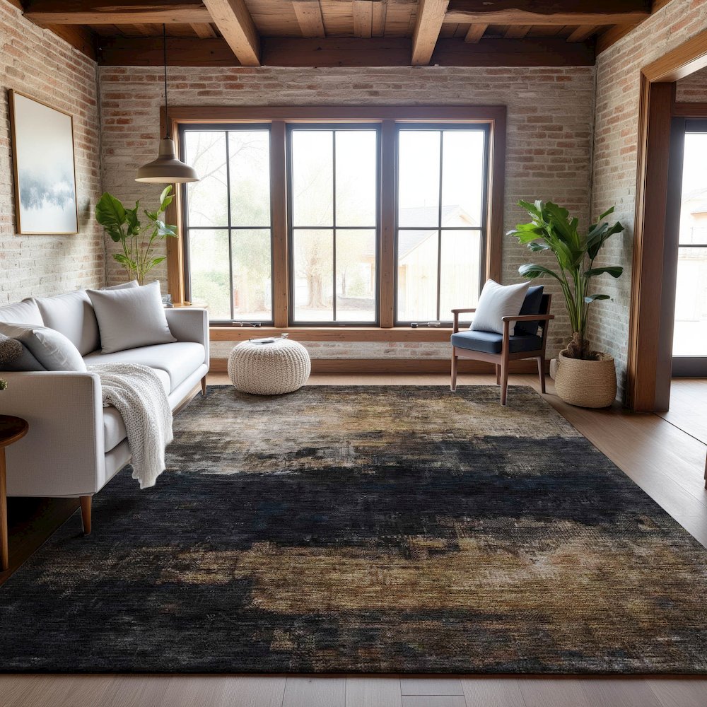 Premium Machine Washable Mayfield AMF1209 Charcoal 5' x 7'6" Rug. Picture 5