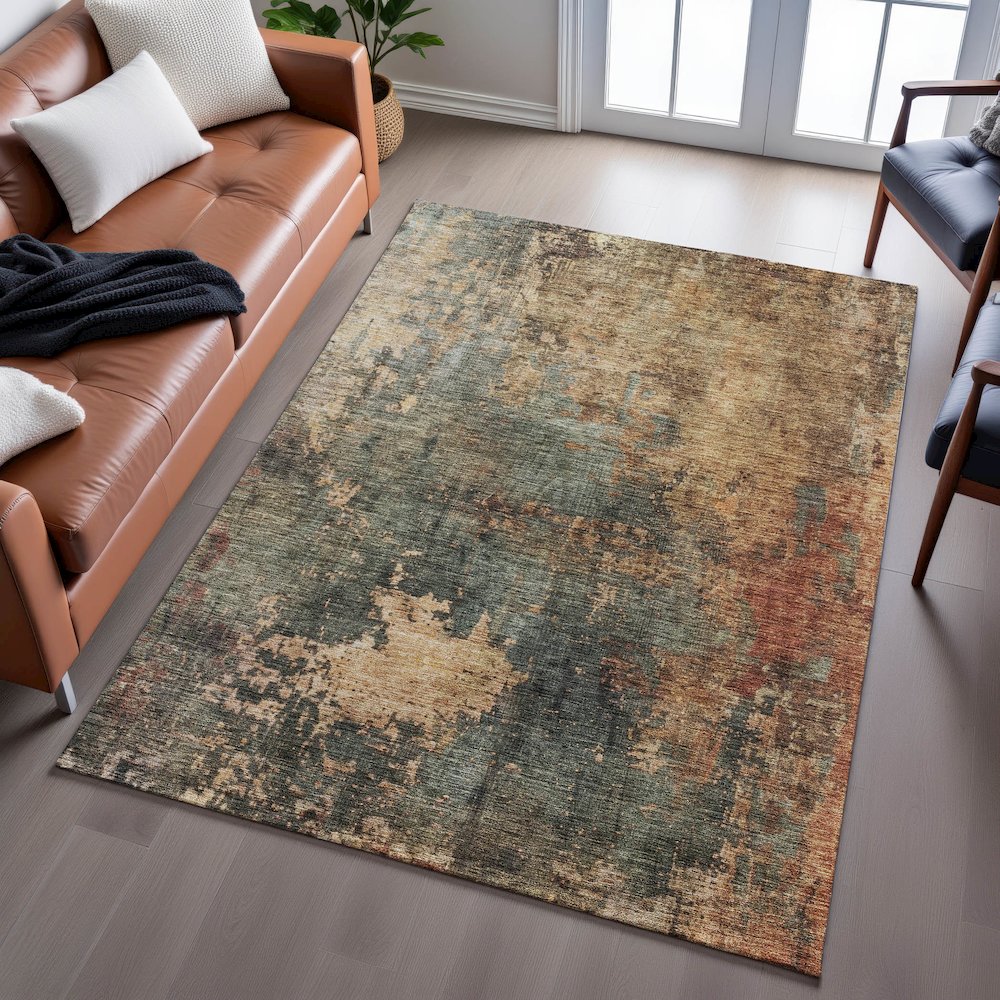 Premium Machine Washable Mayfield AMF1211 Sage 5' x 7'6" Rug. Picture 6