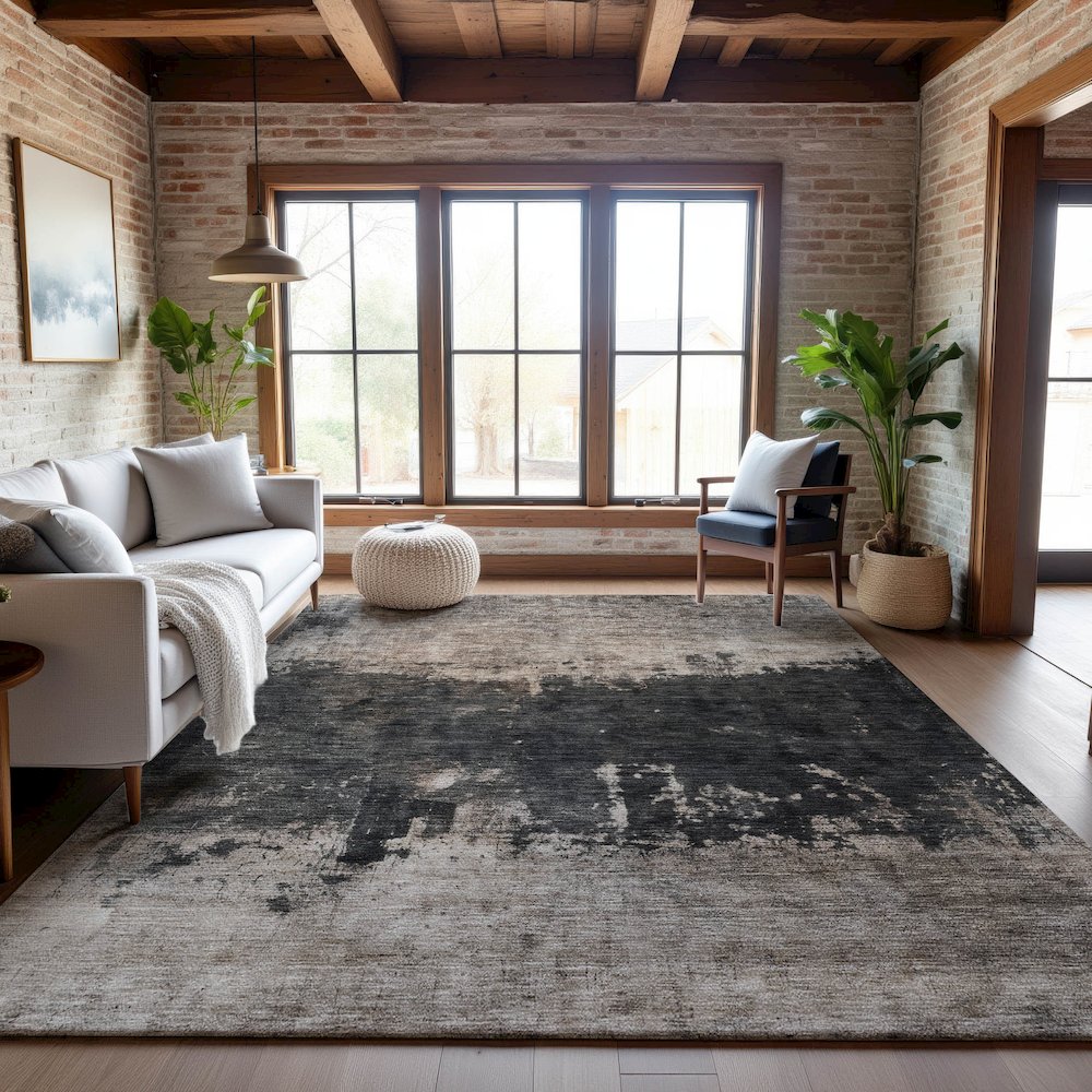 Premium Machine Washable Mayfield AMF1215 Taupe 5' x 7'6" Rug. Picture 5