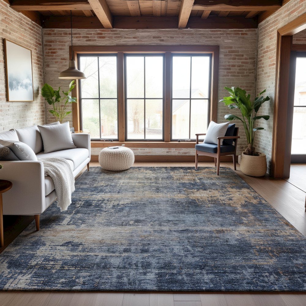 Premium Machine Washable Mayfield AMF1217 Denim 5' x 7'6" Rug. Picture 5