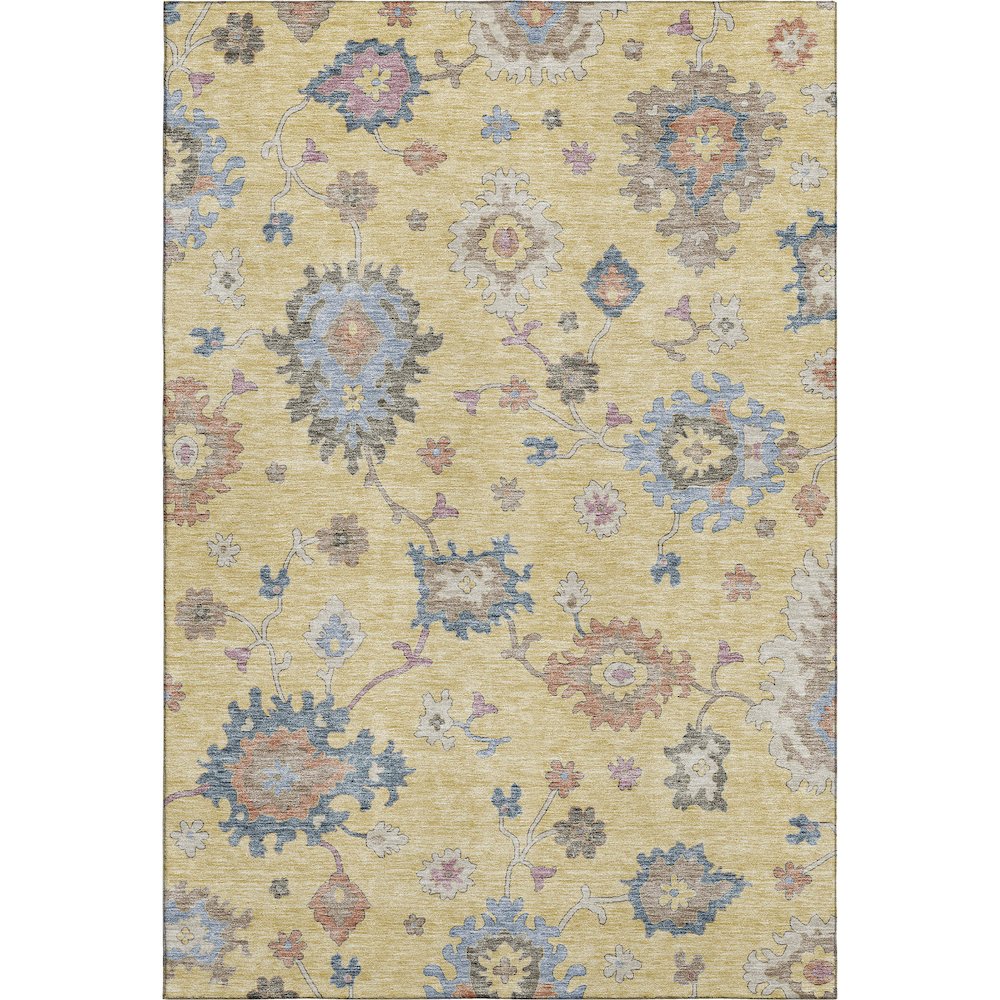 Premium Machine Washable Mayfield AMF1218 Gold 5' x 7'6" Rug. Picture 1