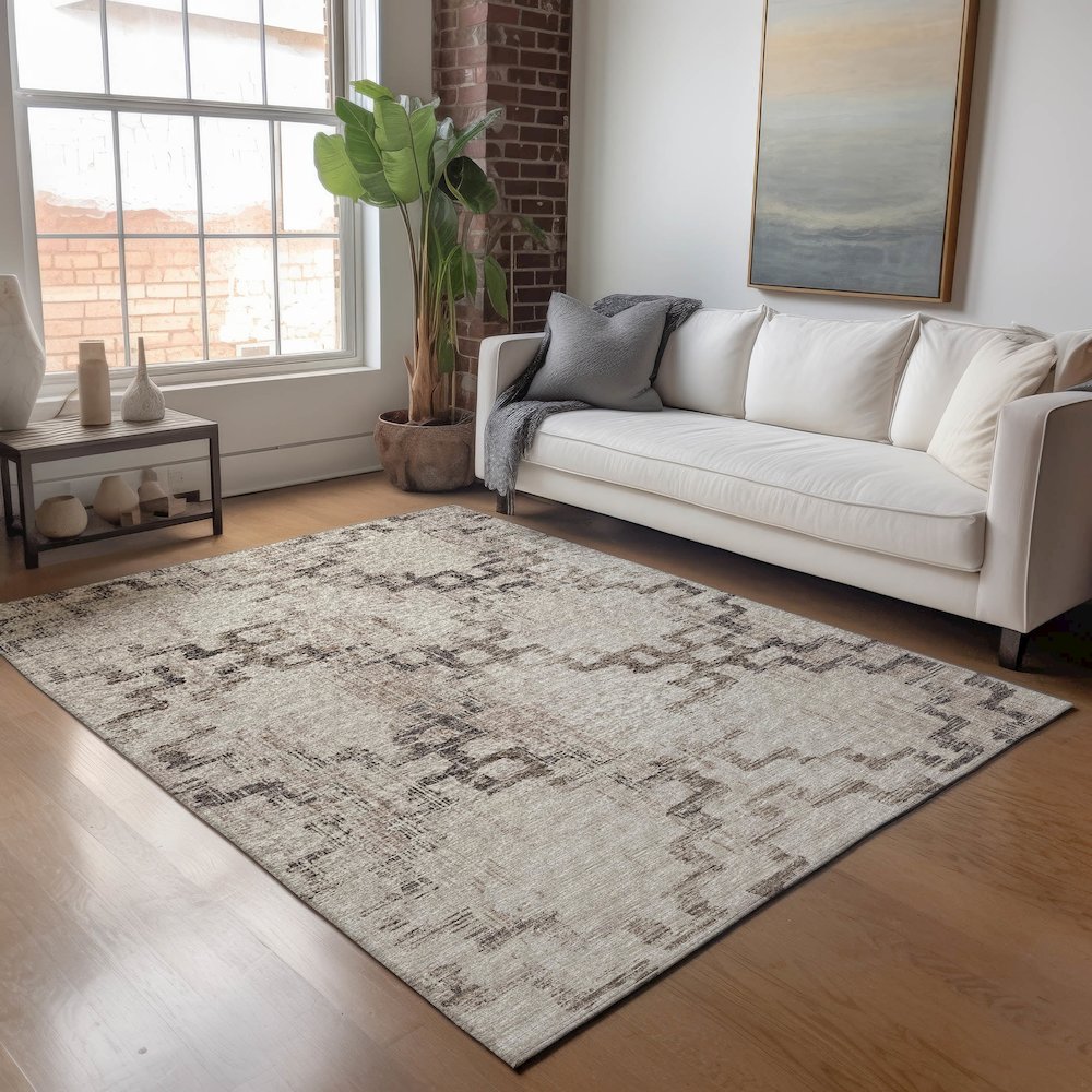 Premium Machine Washable Mayfield  Mocha 5' x 7'6" Rug. Picture 5