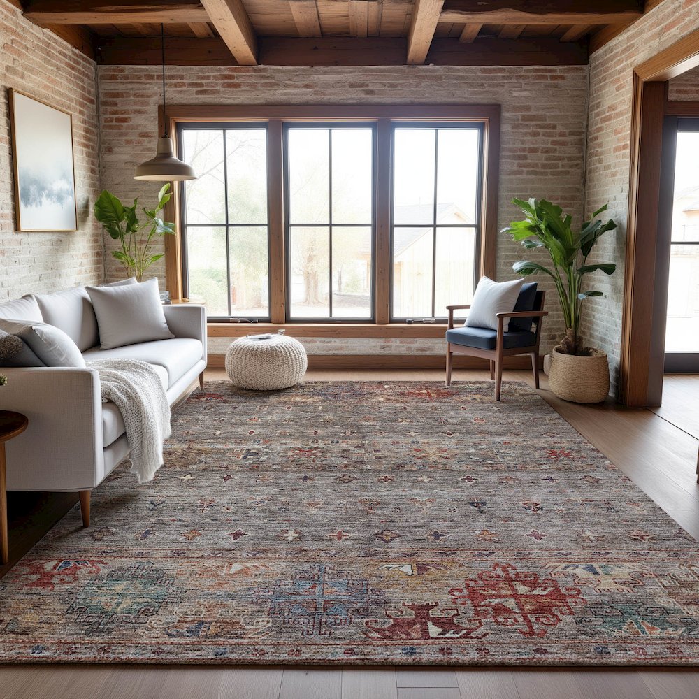 Premium Machine Washable Mayfield AMF1220 Gray 5' x 7'6" Rug. Picture 5