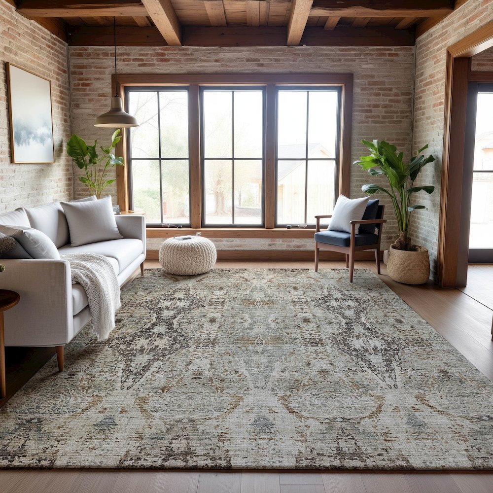 Premium Machine Washable Mayfield AMF1222 Linen 5' x 7'6" Rug. Picture 5