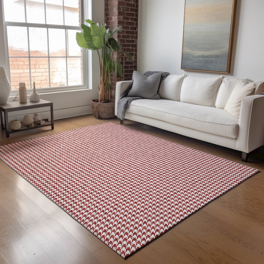 Premium Machine Washable Mayfield  Red 5' x 7'6" Rug. Picture 5