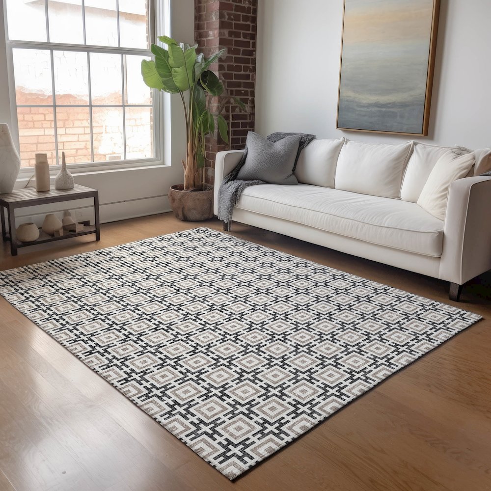Premium Machine Washable Mayfield  Black 5' x 7'6" Rug. Picture 5