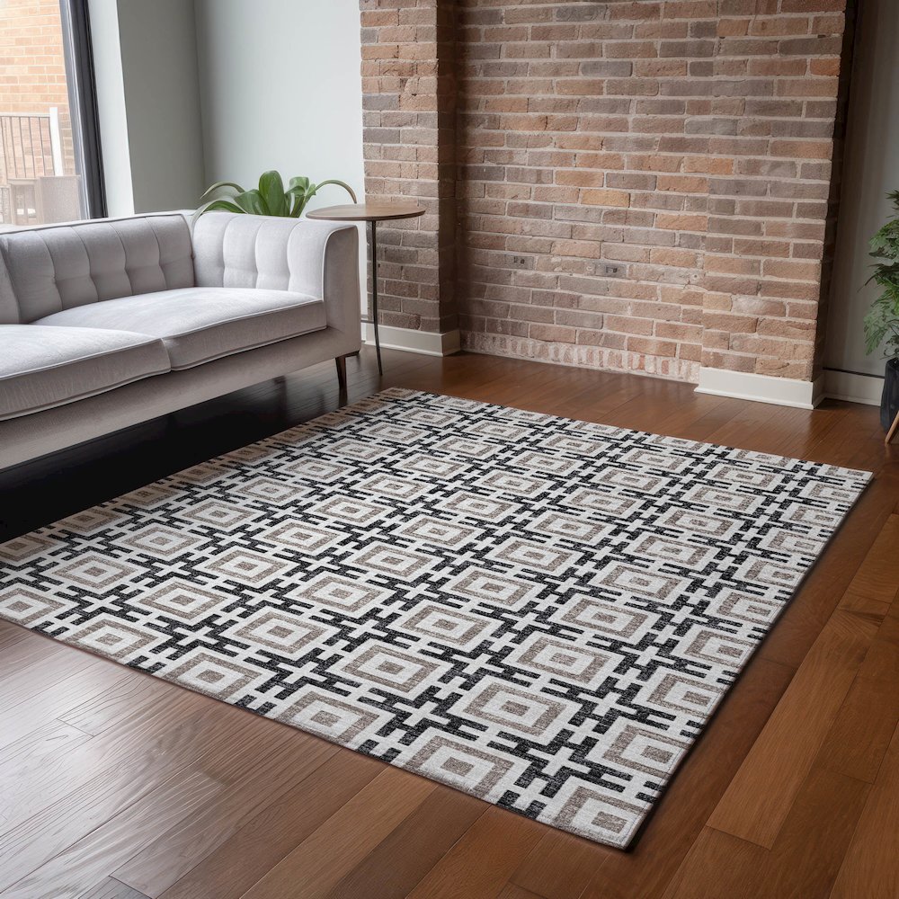 Premium Machine Washable Mayfield  Black 5' x 7'6" Rug. Picture 6