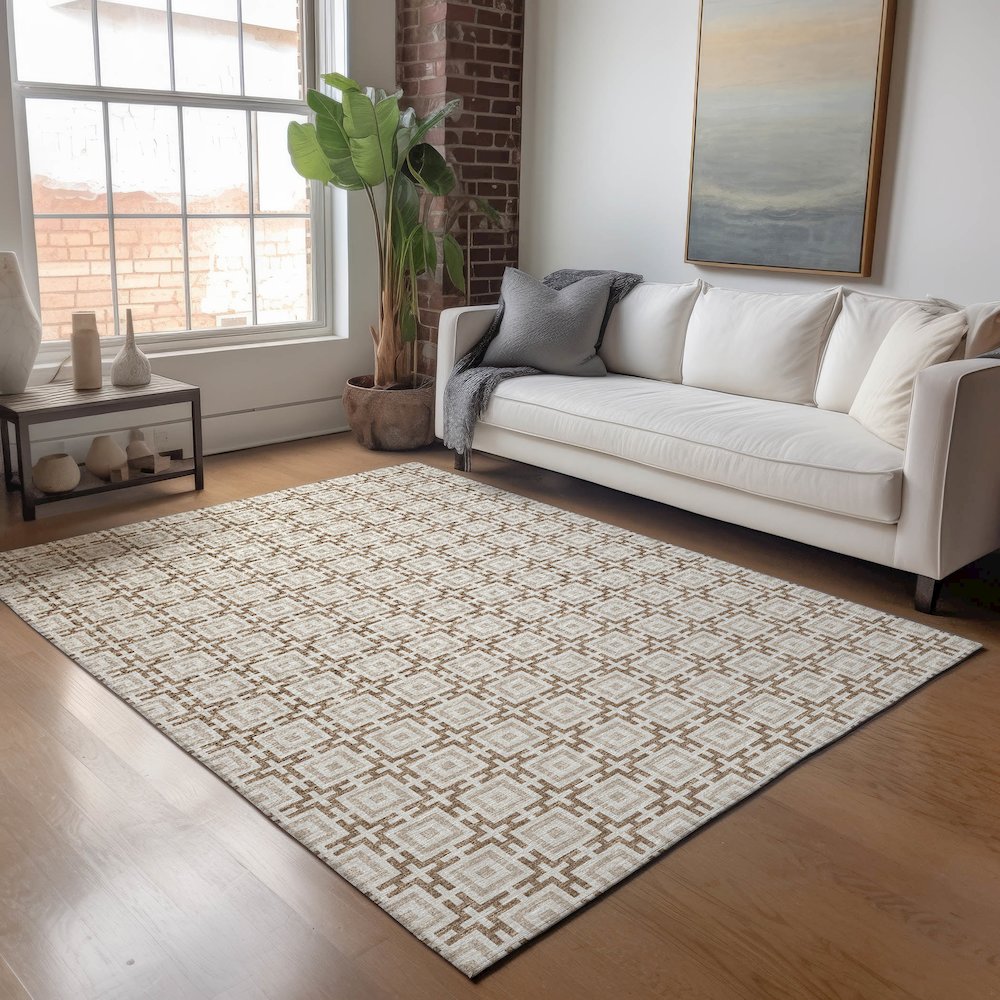 Premium Machine Washable Mayfield  Taupe 5' x 7'6" Rug. Picture 5