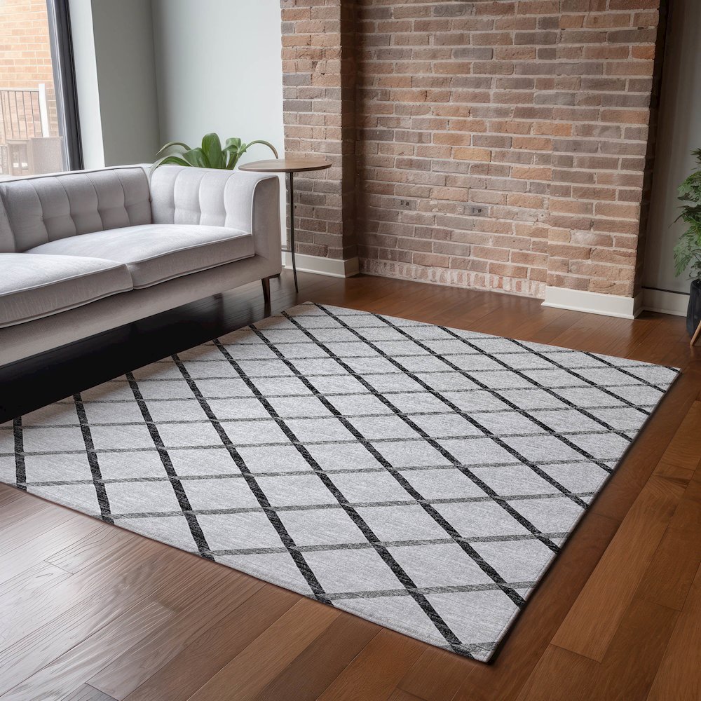 Premium Machine Washable Mayfield  Gray 5' x 7'6" Rug. Picture 6