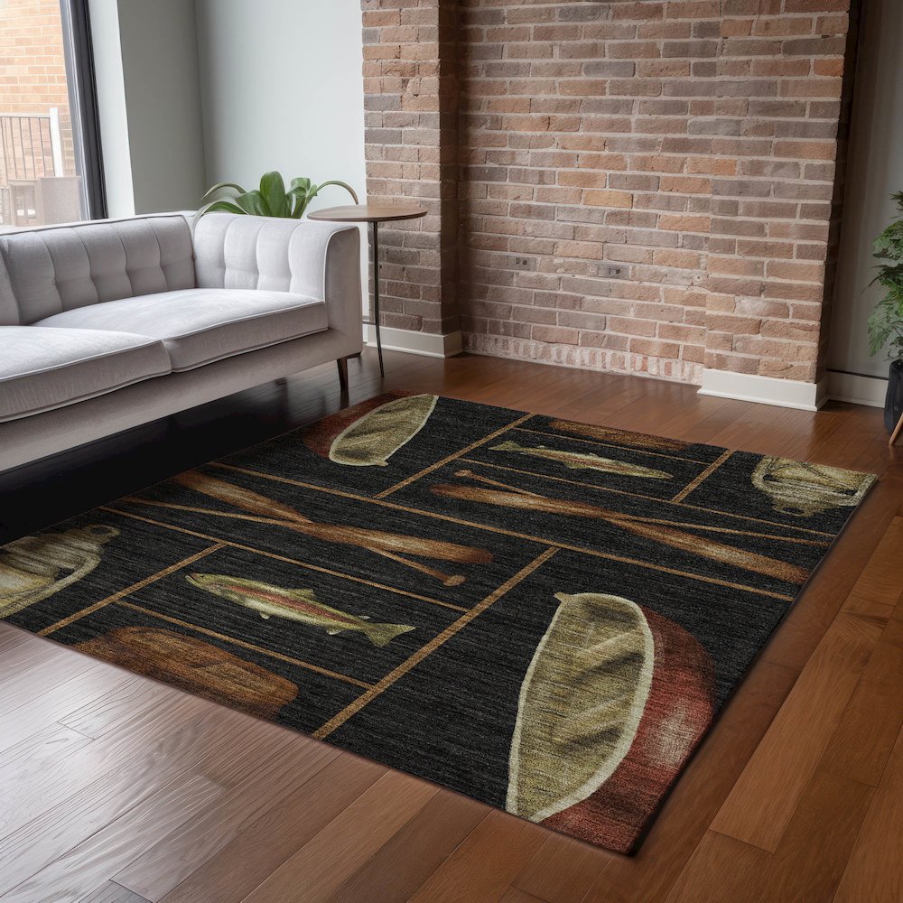 Premium Machine Washable Mayfield  Midnight 5' x 7'6" Rug. Picture 6