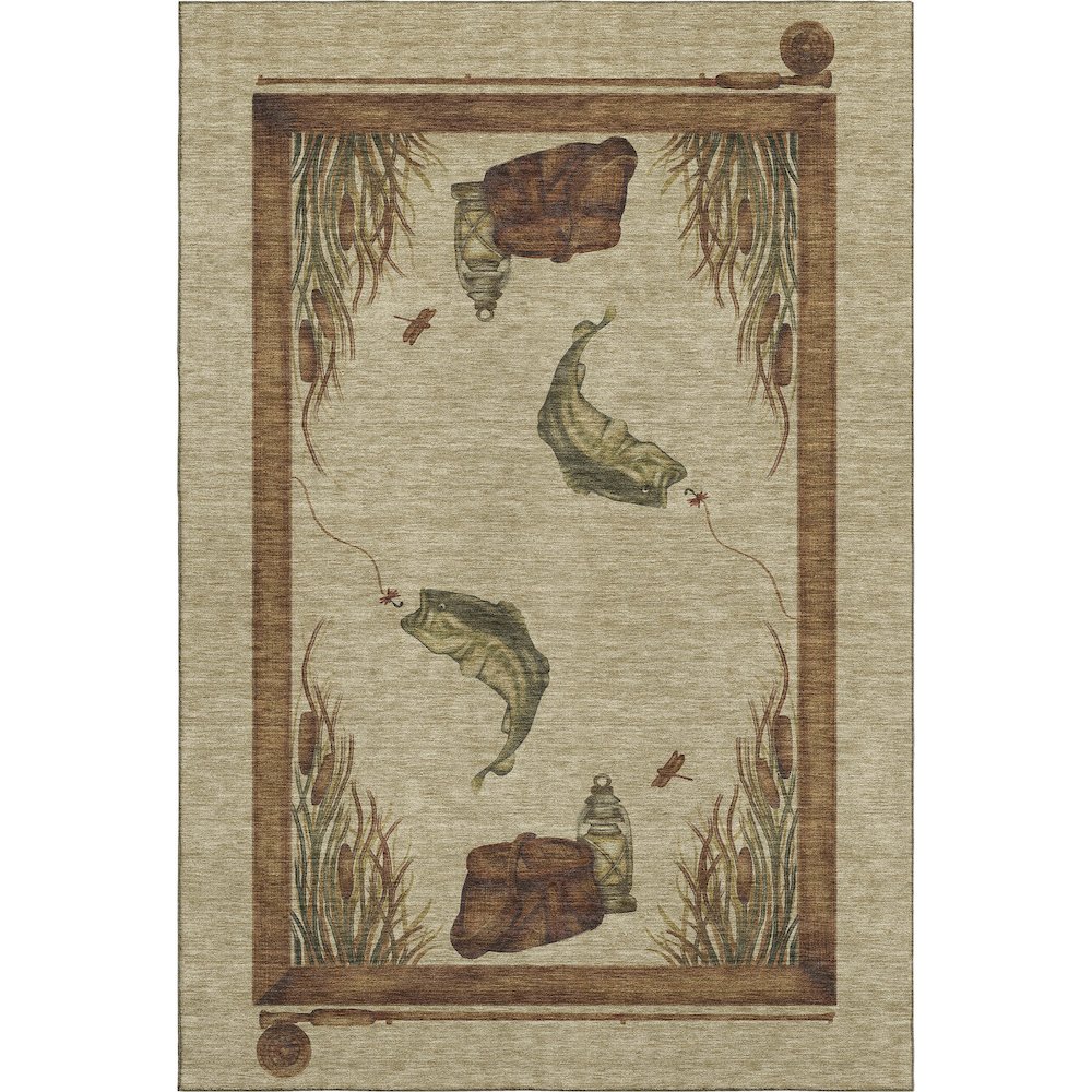 Premium Machine Washable Mayfield  Khaki 5' x 7'6" Rug. Picture 1
