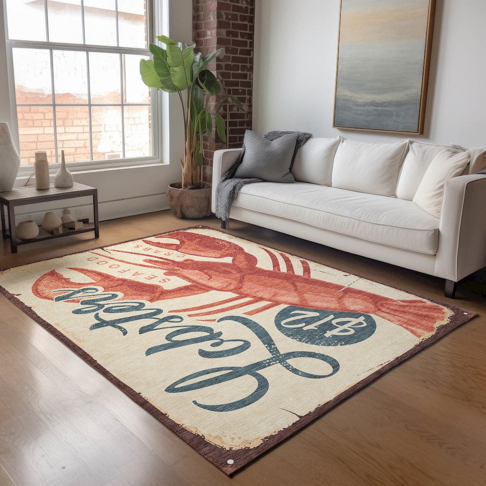 Premium Machine Washable Mayfield  Beige 5' x 7'6" Rug. Picture 5