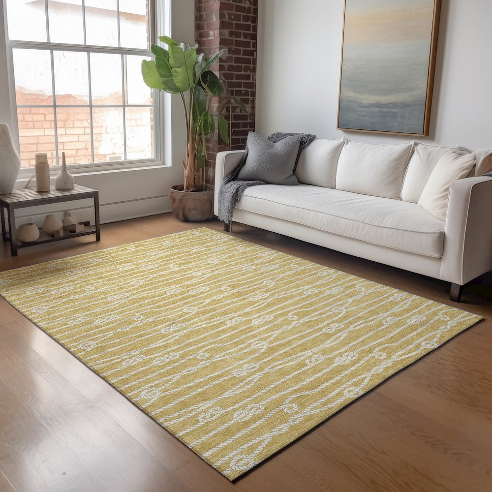Premium Machine Washable Mayfield  Gold 5' x 7'6" Rug. Picture 5