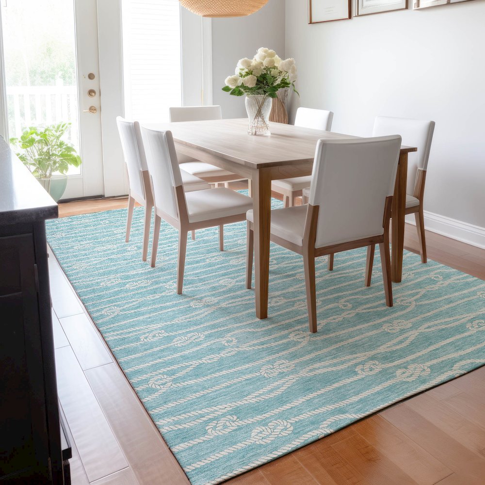 Premium Machine Washable Mayfield  Lagoon 5' x 7'6" Rug. Picture 6