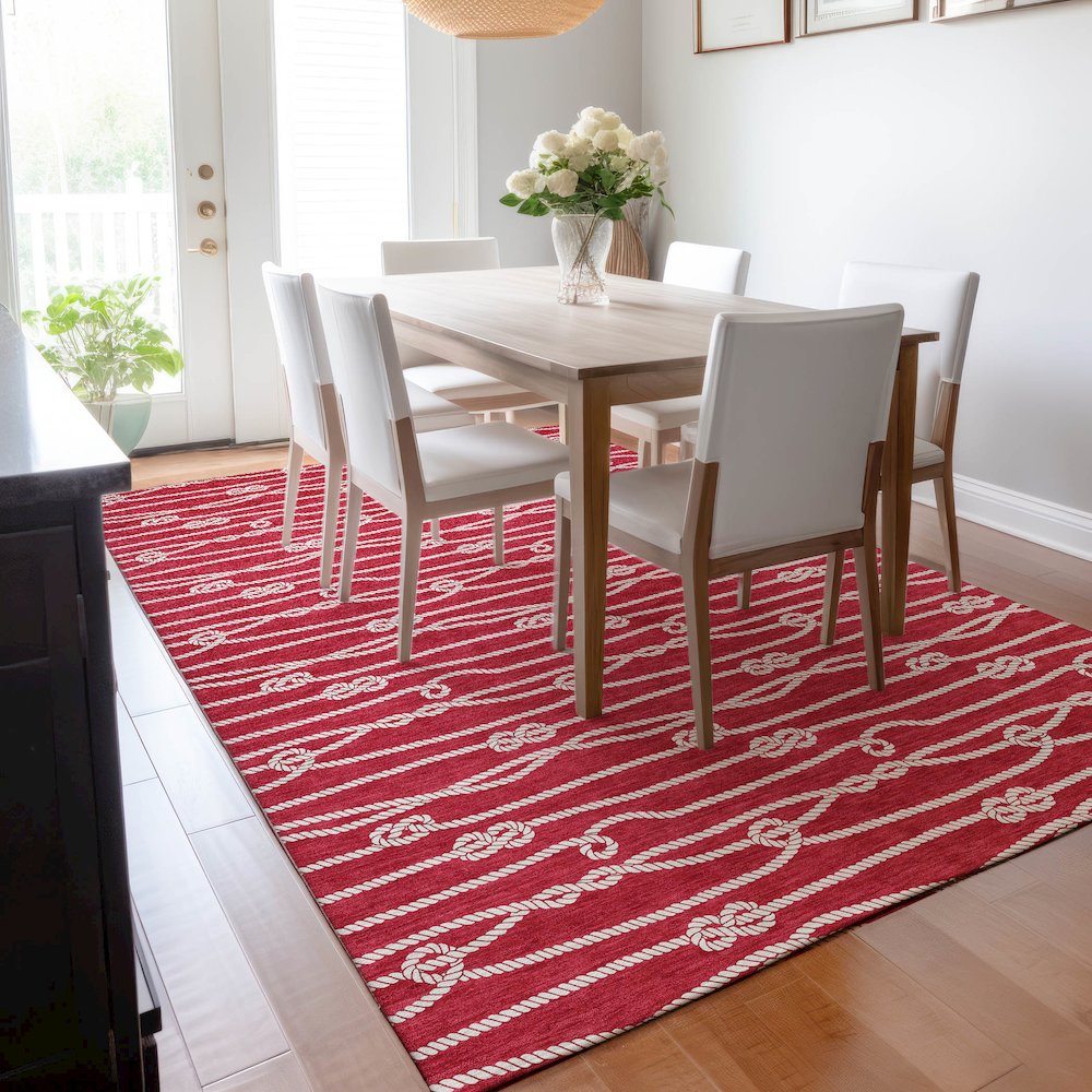 Premium Machine Washable Mayfield  Red 5' x 7'6" Rug. Picture 6