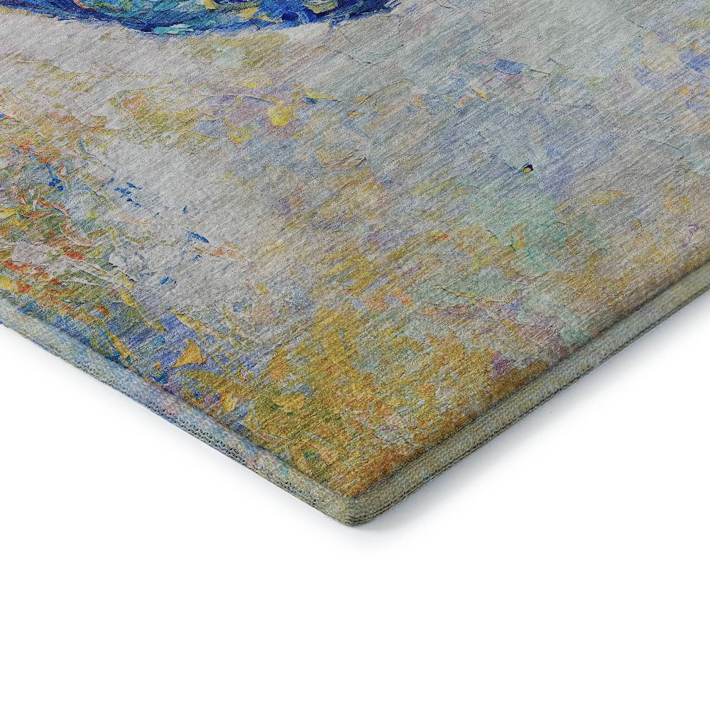 Premium Machine Washable Mayfield  Blue 2'6" x 3'10" Rug. Picture 3