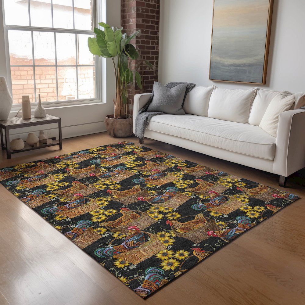 Premium Machine Washable Mayfield  Midnight 5' x 7'6" Rug. Picture 5