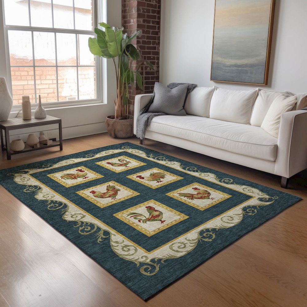 Premium Machine Washable Mayfield  Midnight 5' x 7'6" Rug. Picture 5