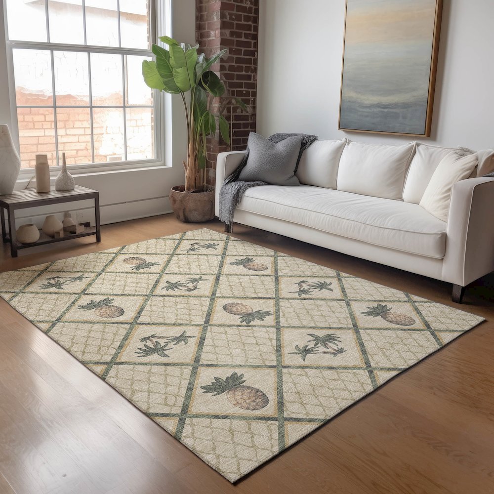 Premium Machine Washable Mayfield  Palm 5' x 7'6" Rug. Picture 5