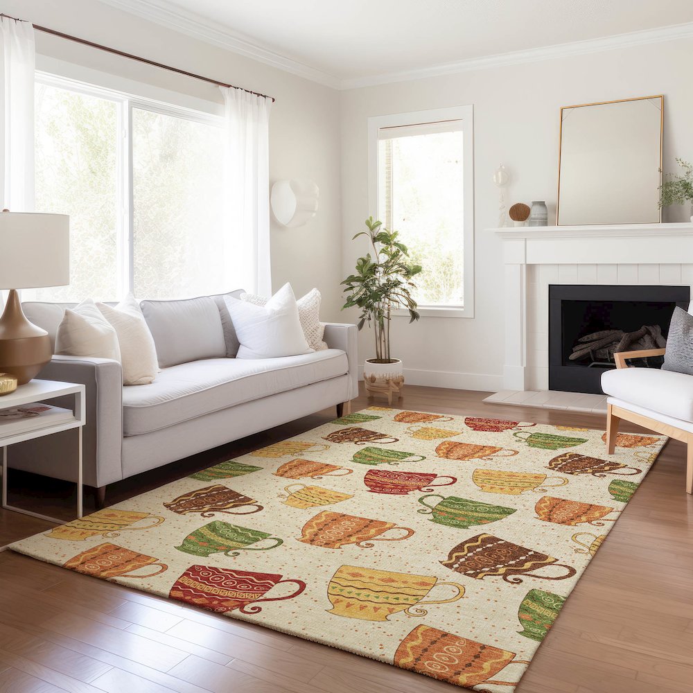 Premium Machine Washable Mayfield  Multi 5' x 7'6" Rug. Picture 5