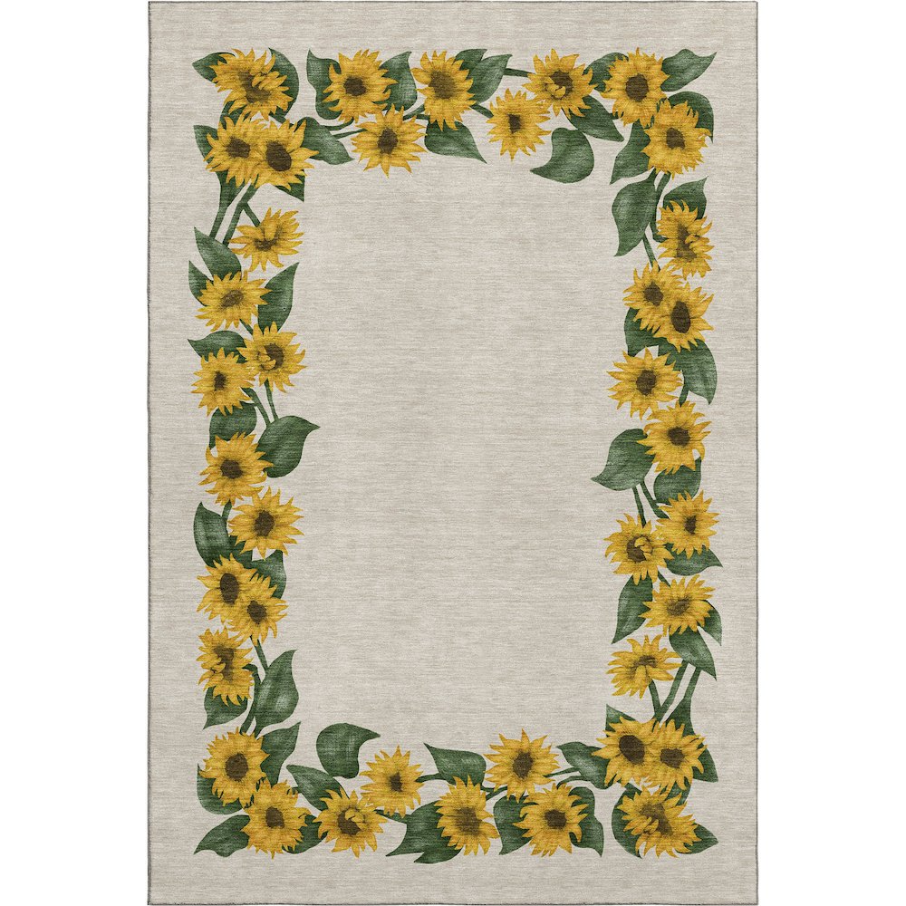 Premium Machine Washable Mayfield  Yellow 5' x 7'6" Rug. Picture 1