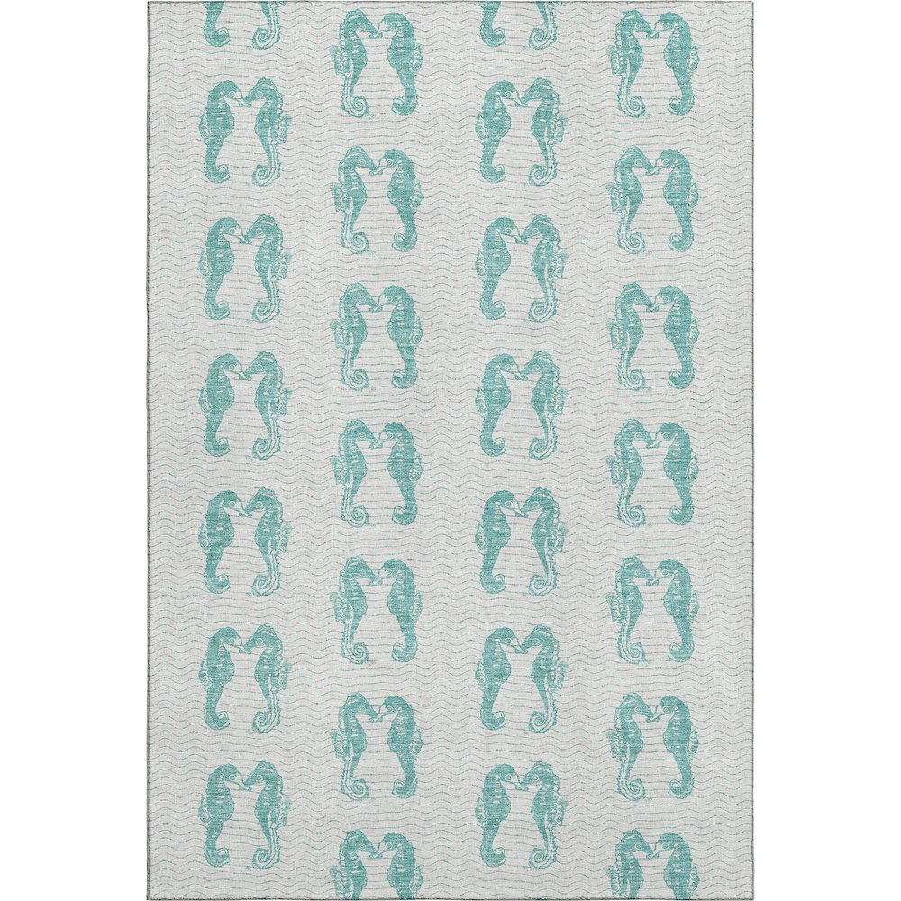 Premium Machine Washable Mayfield  Aqua 5' x 7'6" Rug. Picture 1