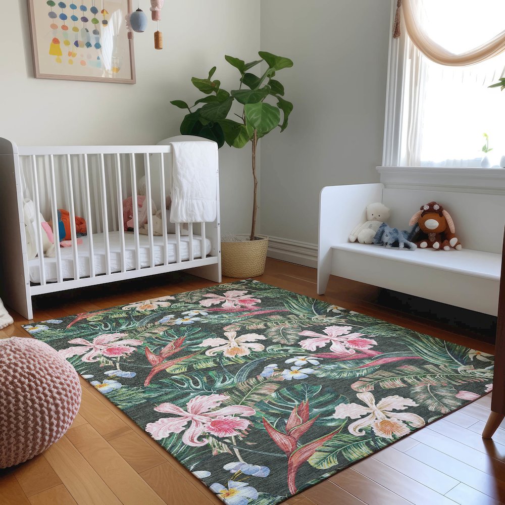 Premium Machine Washable Mayfield  Midnight 5' x 7'6" Rug. Picture 5