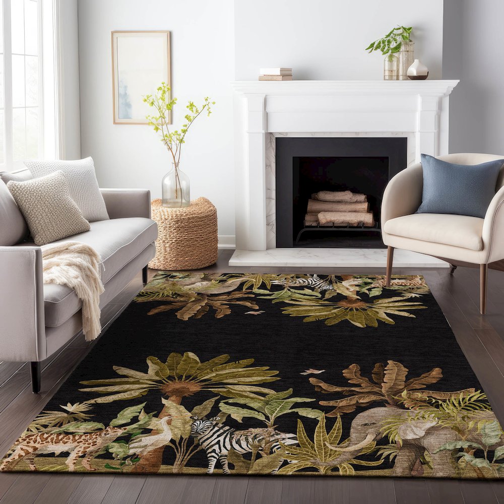 Premium Machine Washable Mayfield  Midnight 5' x 7'6" Rug. Picture 6