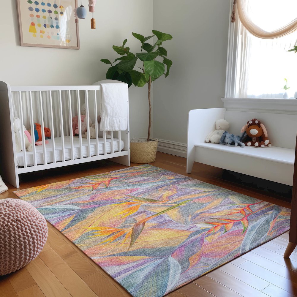 Premium Machine Washable Mayfield  Multi 5' x 7'6" Rug. Picture 5
