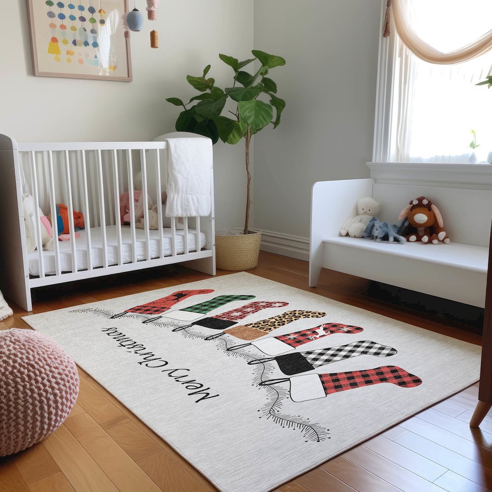 Premium Machine Washable Mayfield  Gray 5' x 7'6" Rug. Picture 5