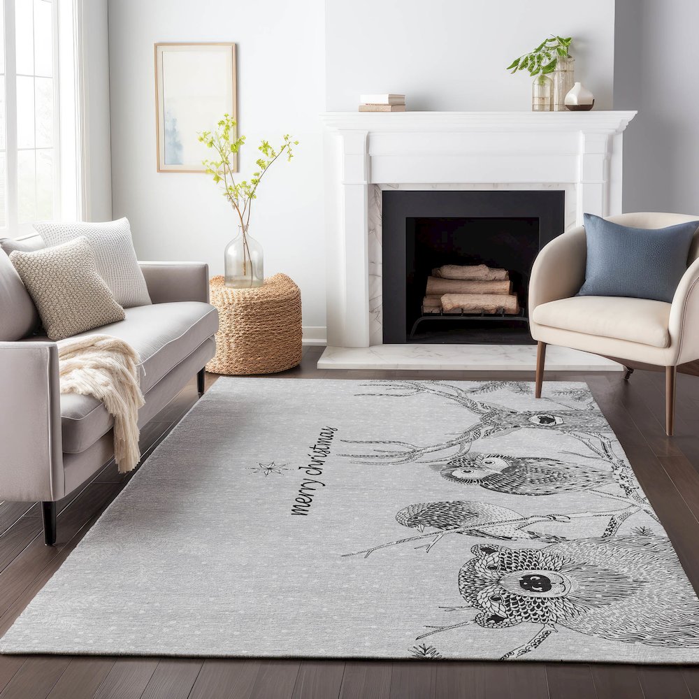 Premium Machine Washable Mayfield  Gray 5' x 7'6" Rug. Picture 6