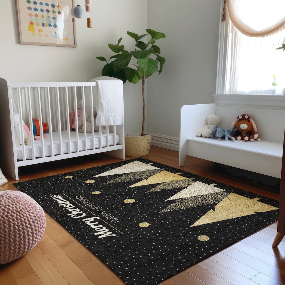 Premium Machine Washable Mayfield  Midnight 5' x 7'6" Rug. Picture 5