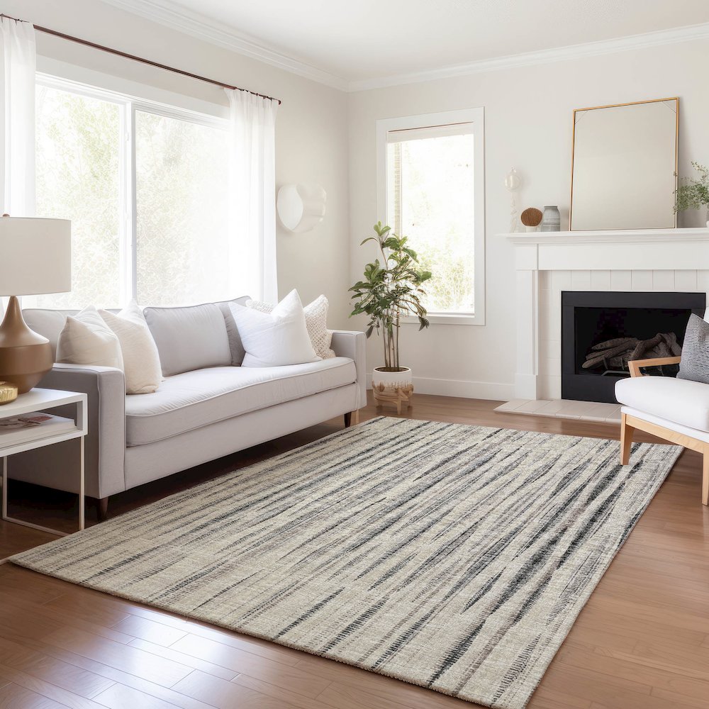 Premium Machine Washable Mayfield  Beige 5' x 7'6" Rug. Picture 6