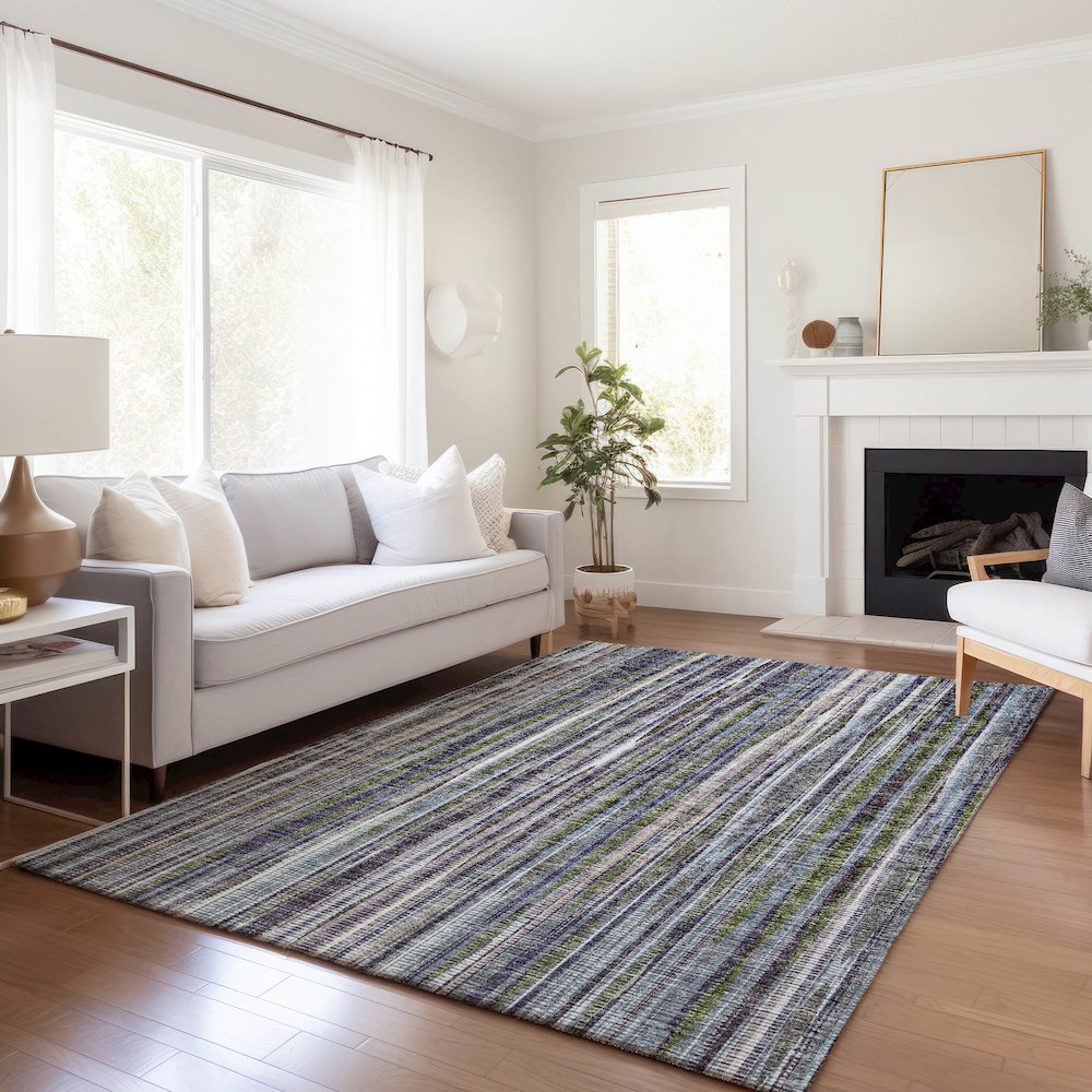 Premium Machine Washable Mayfield  Plum 5' x 7'6" Rug. Picture 6