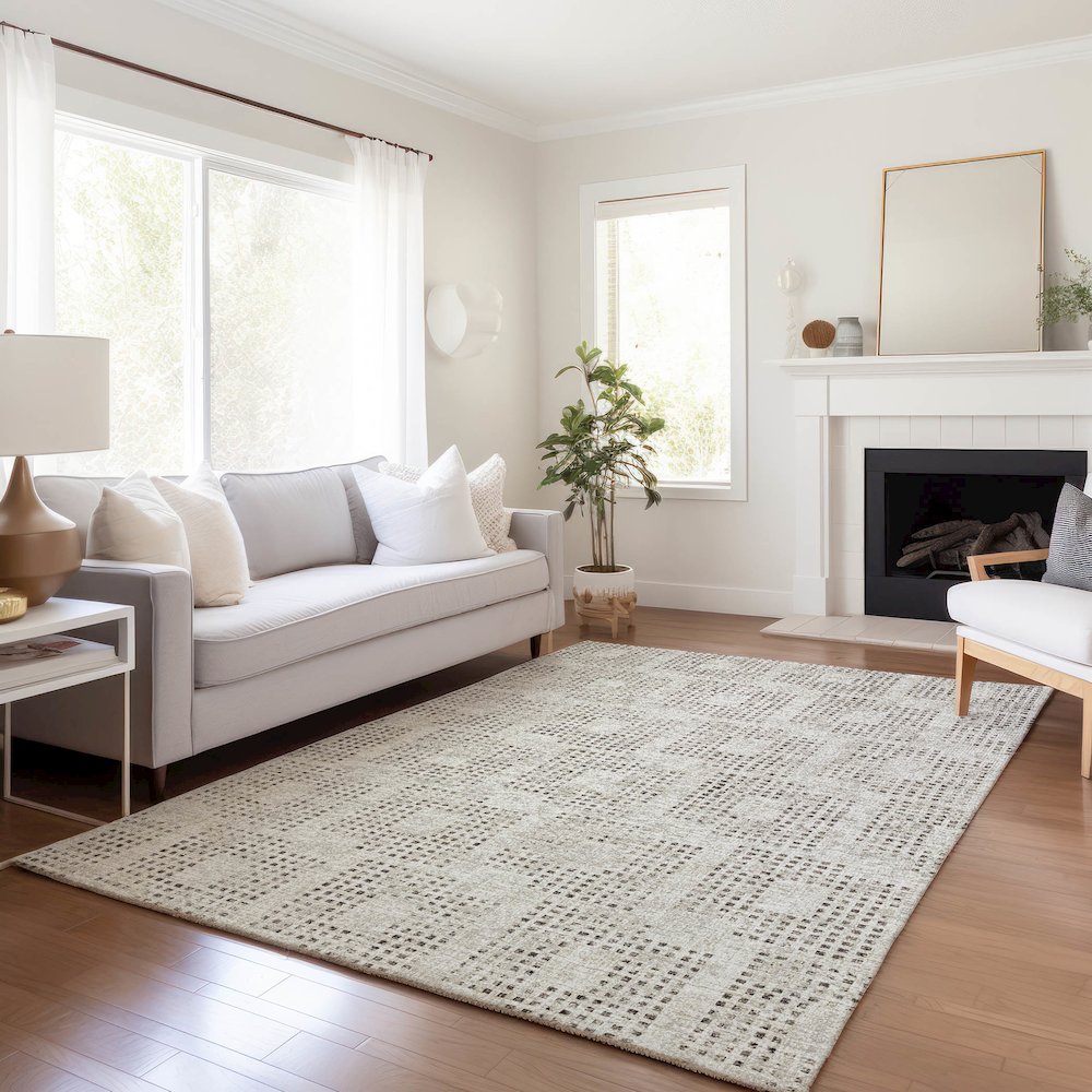 Premium Machine Washable Mayfield  Beige 5' x 7'6" Rug. Picture 6