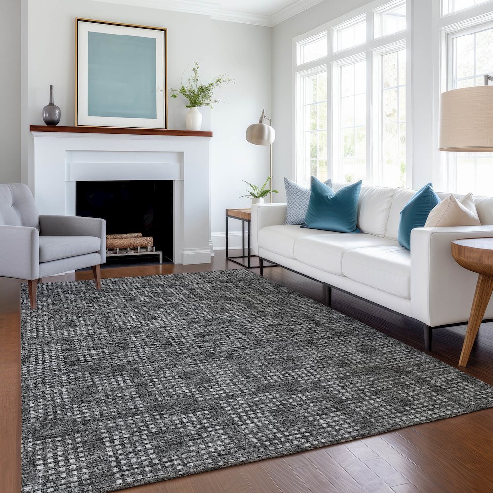 Premium Machine Washable Mayfield  Black 5' x 7'6" Rug. Picture 5