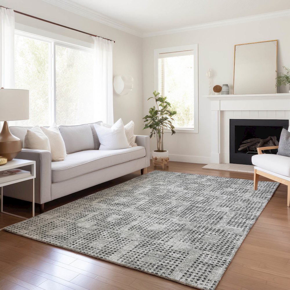 Premium Machine Washable Mayfield  Gray 5' x 7'6" Rug. Picture 6