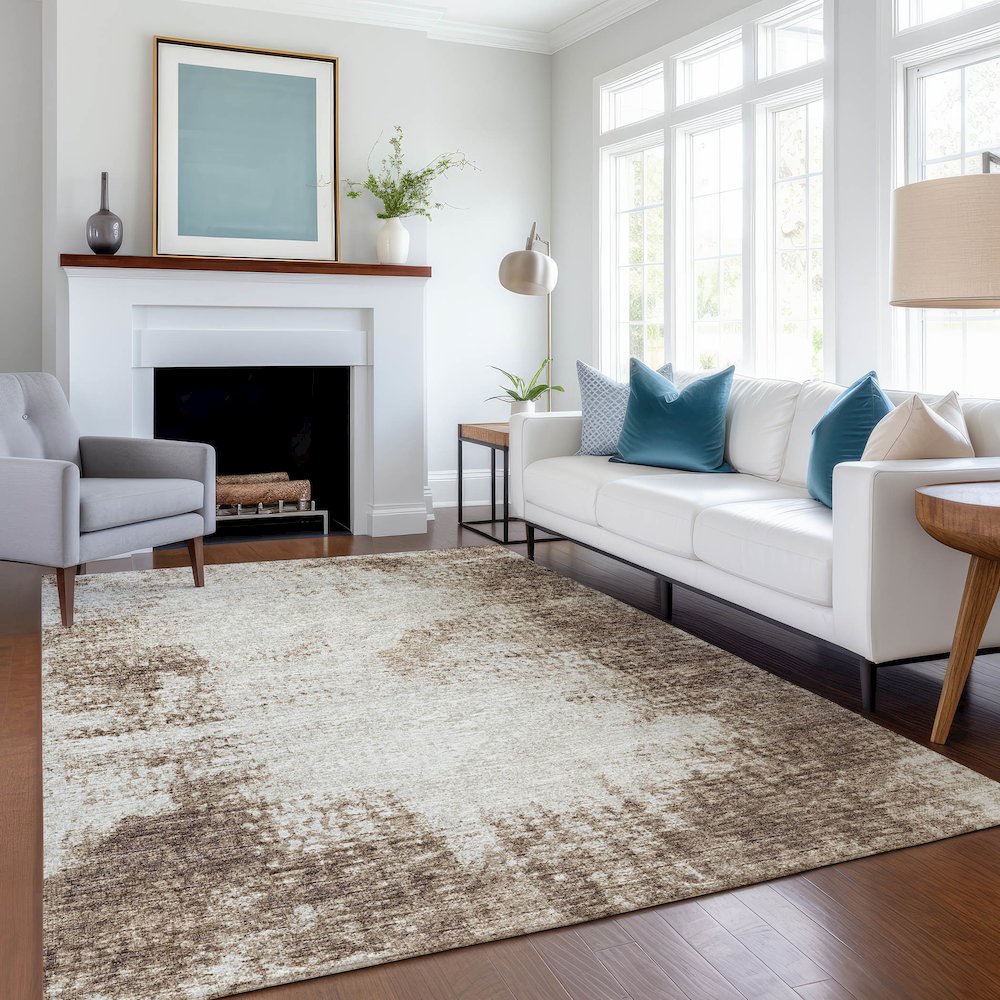 Premium Machine Washable Mayfield  Brown 5' x 7'6" Rug. Picture 5