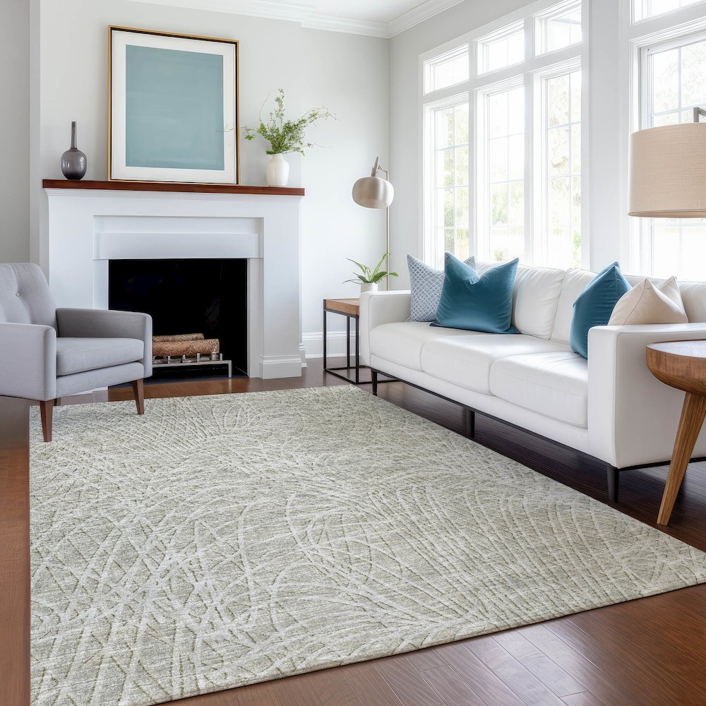 Premium Machine Washable Mayfield  Beige 5' x 7'6" Rug. Picture 5