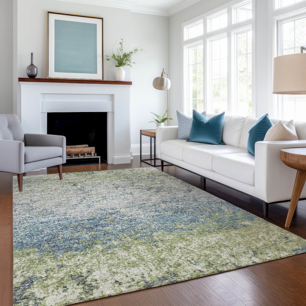 Premium Machine Washable Mayfield  Green 5' x 7'6" Rug. Picture 5
