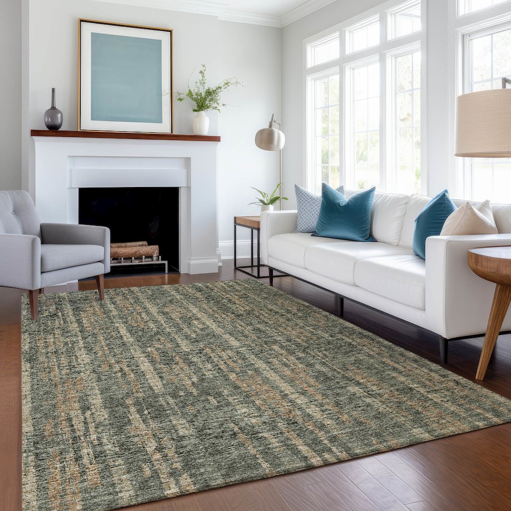 Premium Machine Washable Mayfield  Green 5' x 7'6" Rug. Picture 5