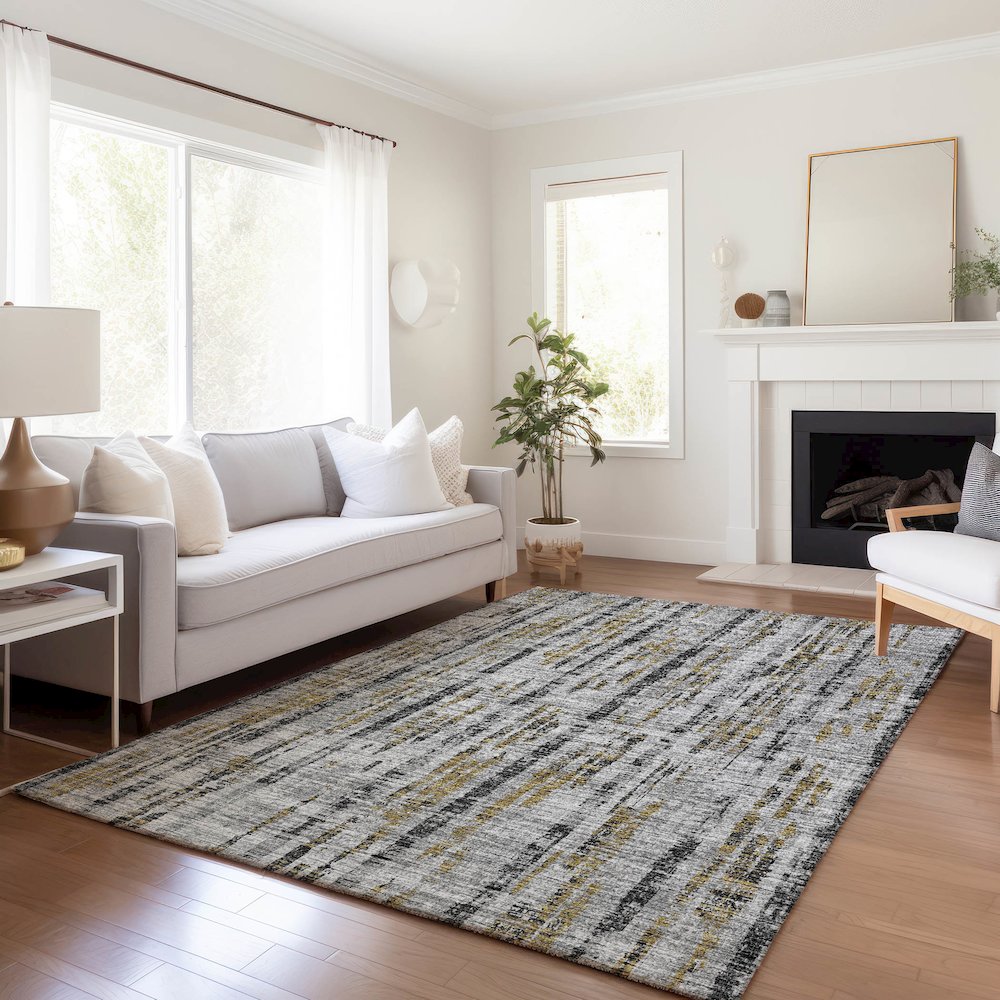 Premium Machine Washable Mayfield  Silver 5' x 7'6" Rug. Picture 6