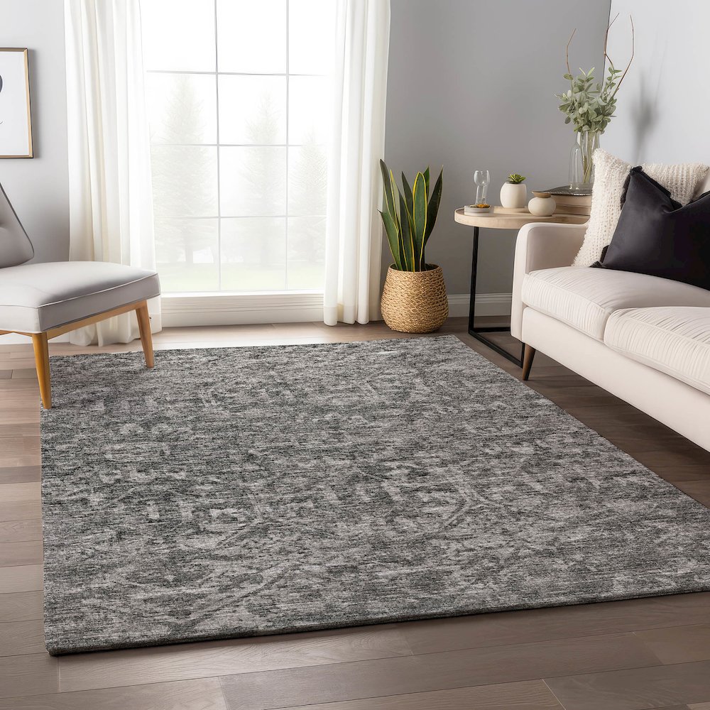 Premium Machine Washable Mayfield  Charcoal 5' x 7'6" Rug. Picture 5