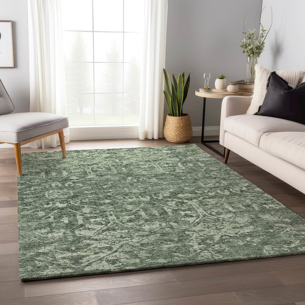 Premium Machine Washable Mayfield  Green 5' x 7'6" Rug. Picture 5