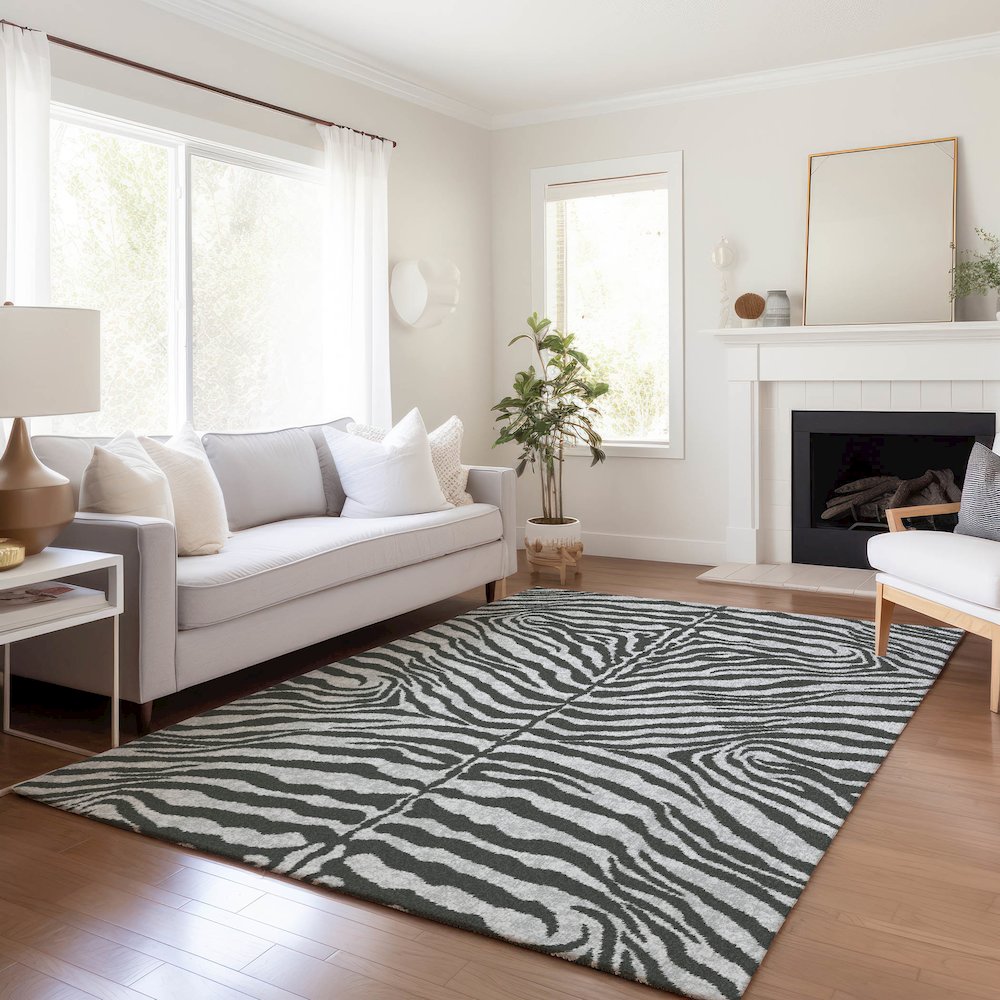 Premium Machine Washable Mayfield  Gray 5' x 7'6" Rug. Picture 6